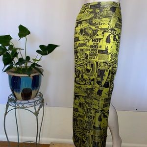 New Girl Oder Comic Print neon green maxi skirt